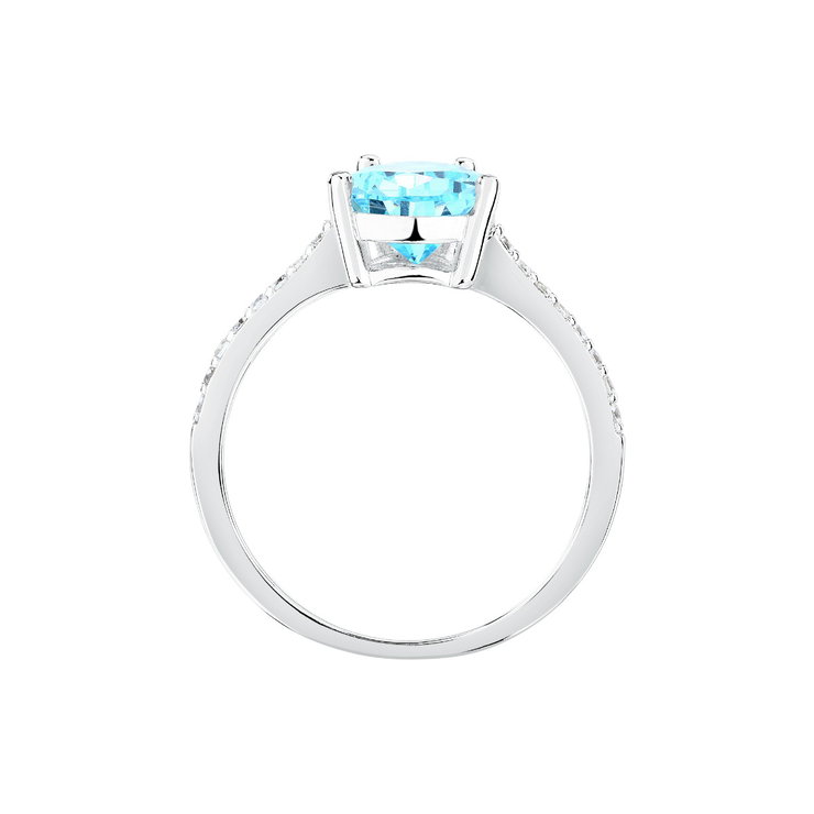 Morellato women ring steel silver with sky blue crystal size 12