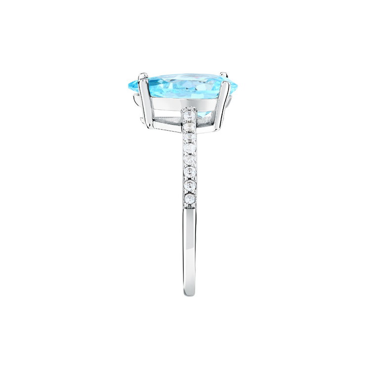 Morellato women ring steel silver with sky blue crystal size 12