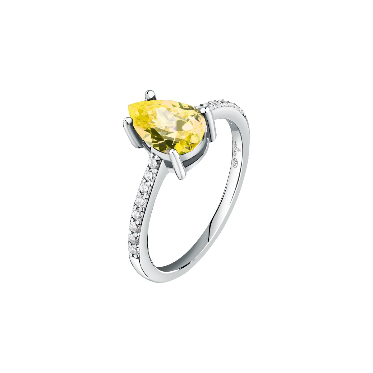 Morellato women ring steel silver with yellow crystal size 18