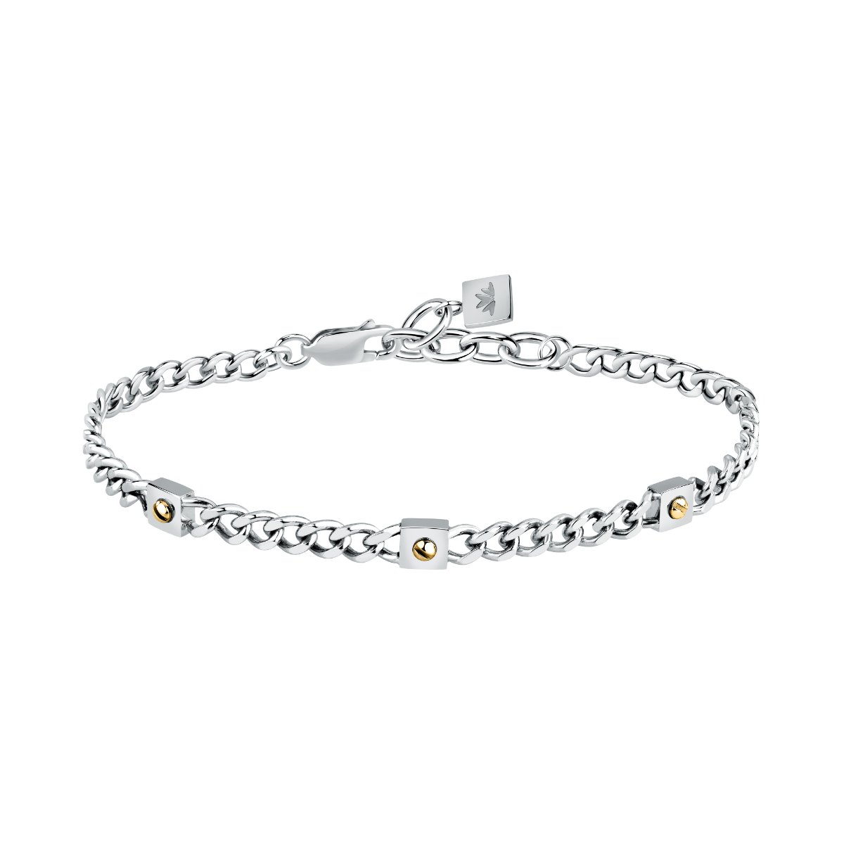 Morellato Men bracelet steel silver with gold size 18