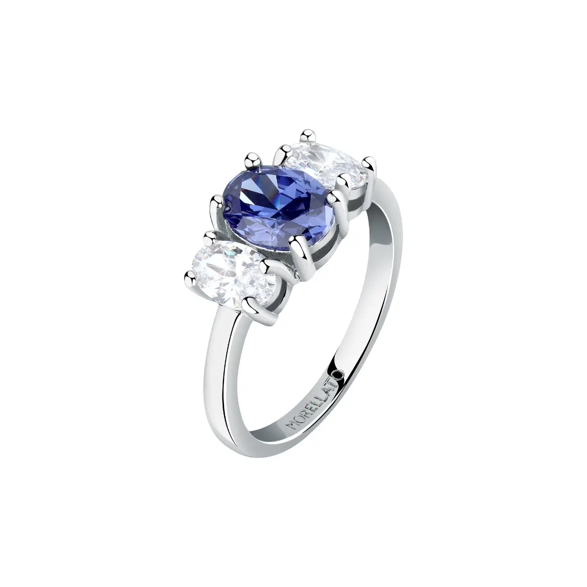 Morellato COLORI ladies ring steel silver and blue crystal size 18