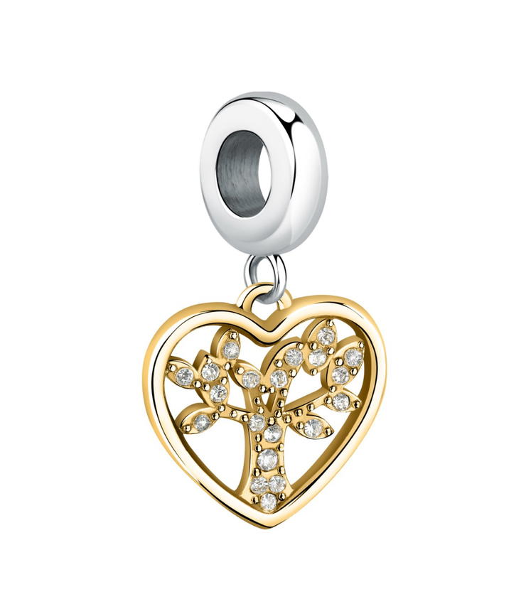 Morellato Heart Ladies Charms steel silver, Gold with crystals