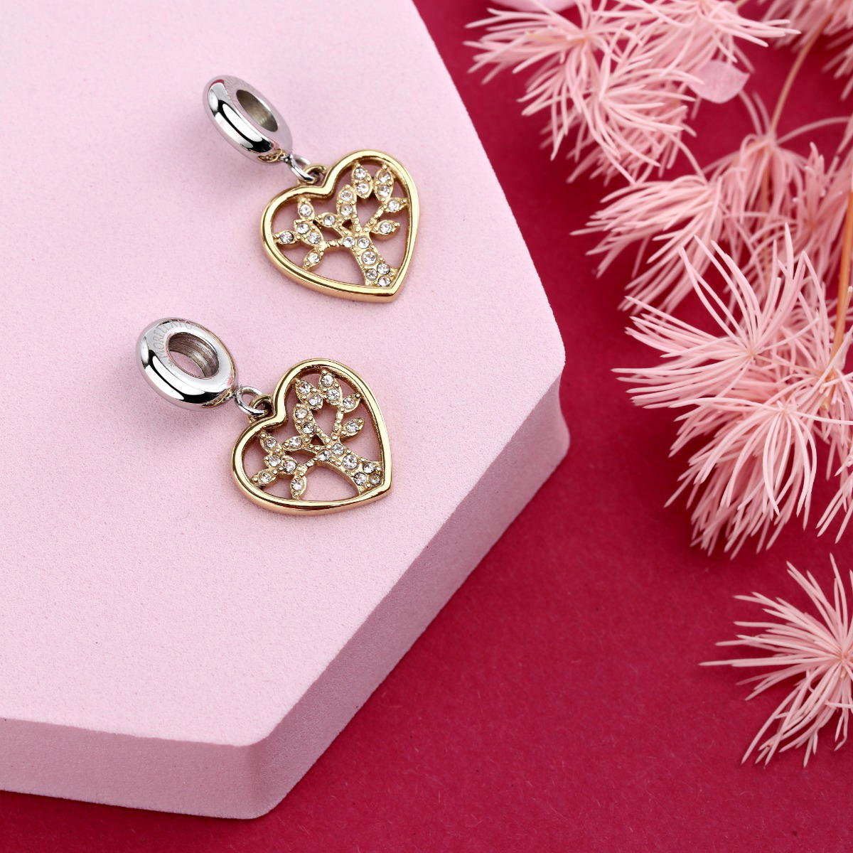 Morellato Heart Ladies Charms steel silver, Gold with crystals