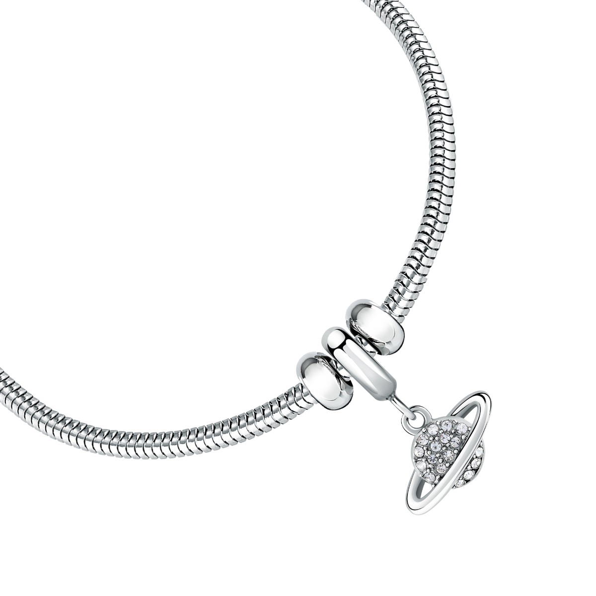 Morellato Drops Bangle Women Charms Steel Silver With Crystal