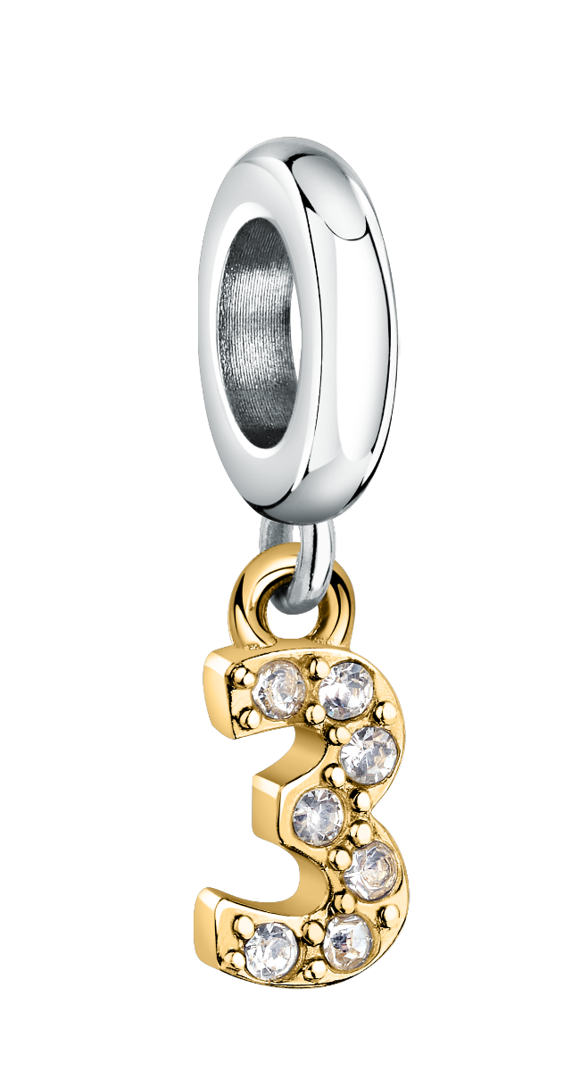 Morellato charm number 3 for woman silver , Gold