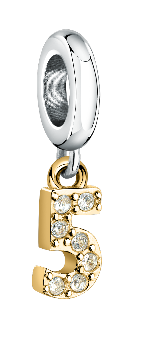Morellato charm number 5 for woman silver , Gold