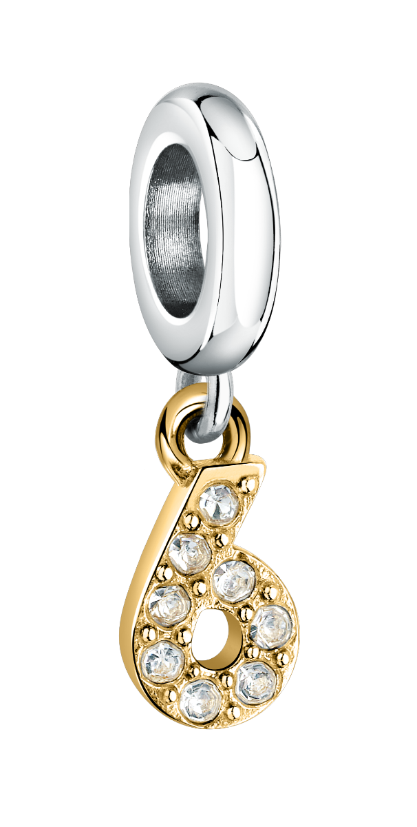 Morellato charm number 6 for woman silver , Gold