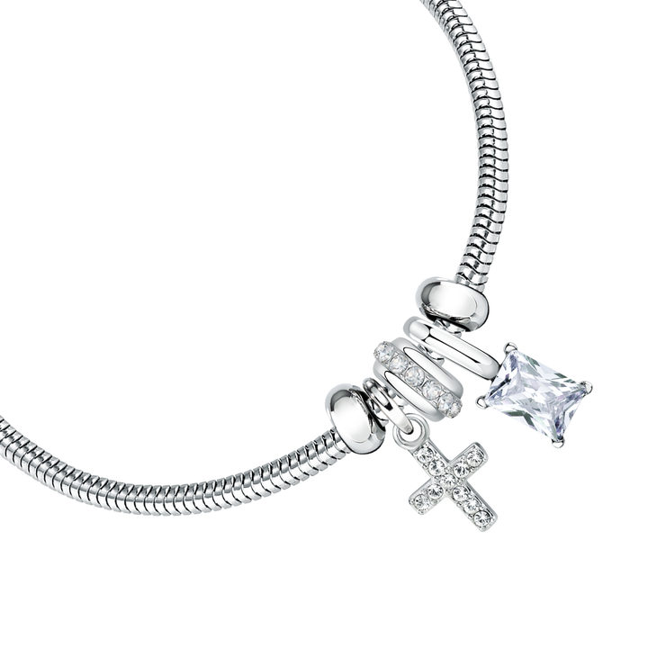Morellato women bracelet steel silver with beads