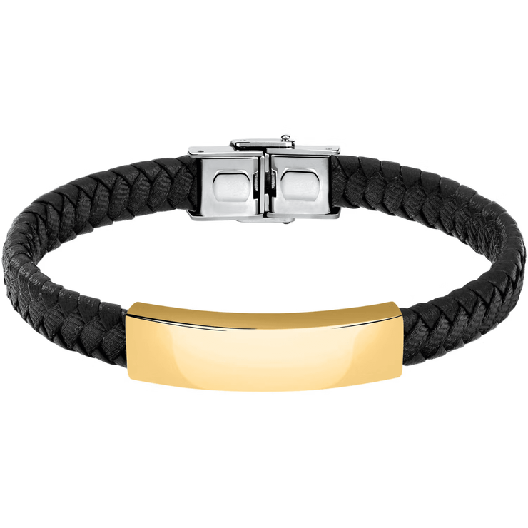 Sector Bandy bracelet for men gold , Black leather