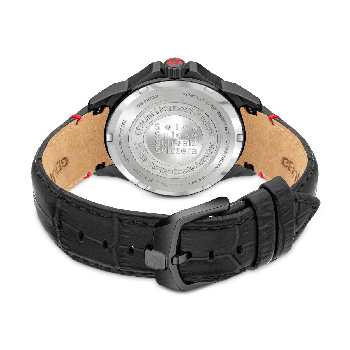 ساعة يد بوما من سويس ميليترى للرجال جلد لون اسود