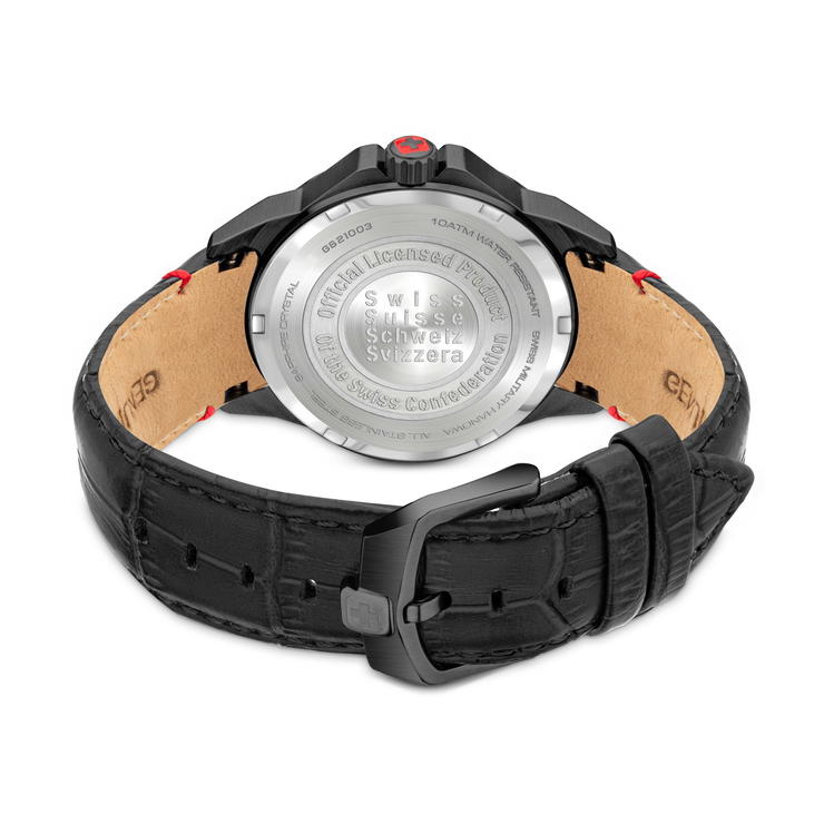 ساعة يد بوما من سويس ميليترى للرجال جلد لون اسود
