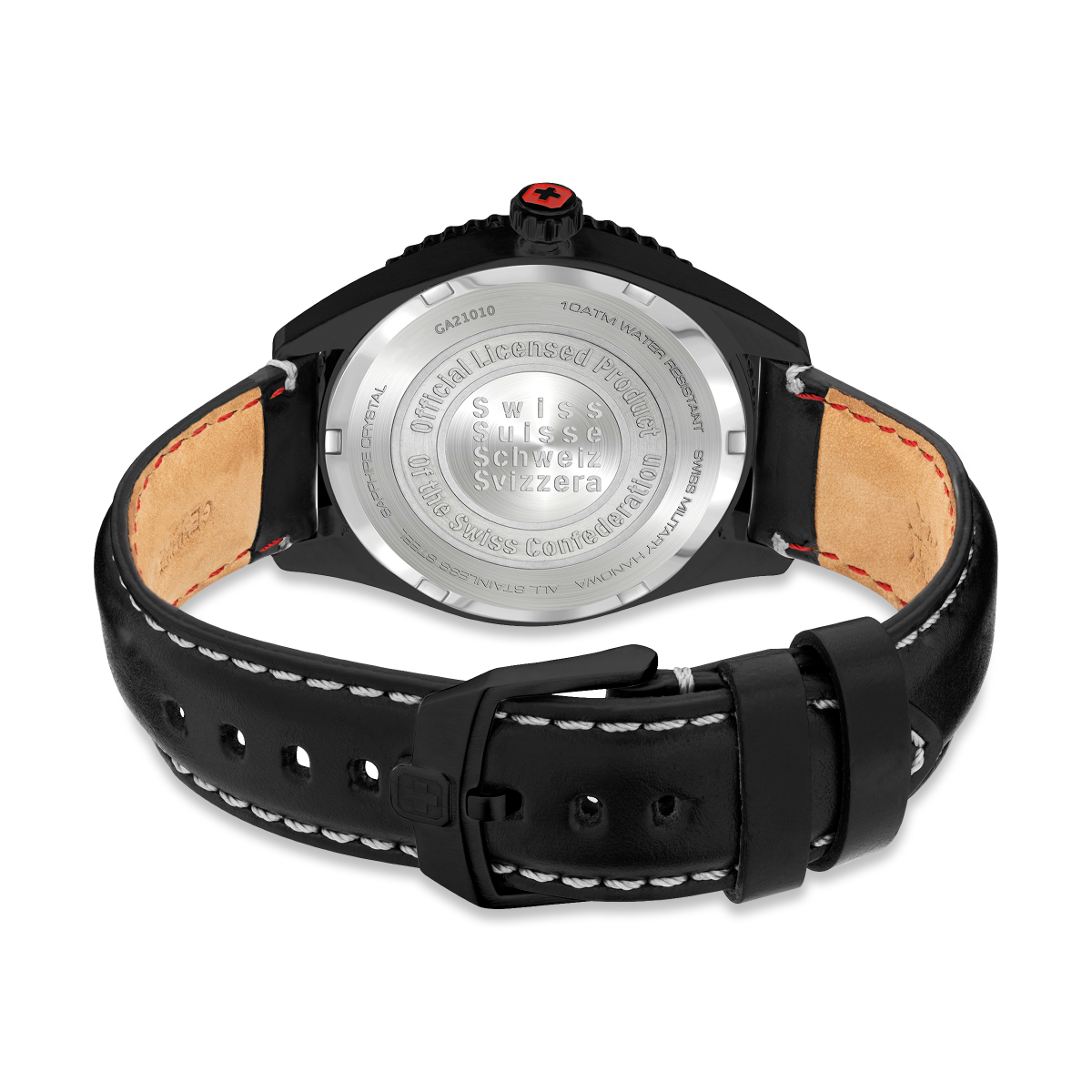 ساعة يد بوما من سويس ميليترى للرجال جلد لون اسود