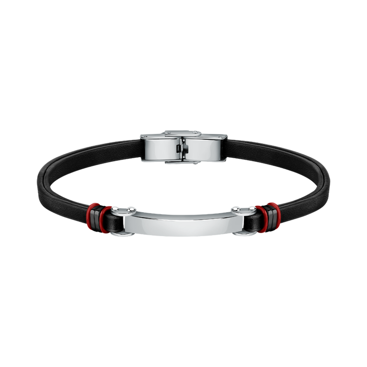 Sector BANDY gent bracelet black , Red leather size 22cm