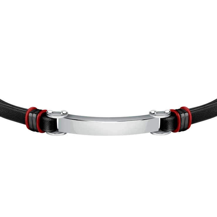 Sector BANDY gent bracelet black , Red leather size 22cm