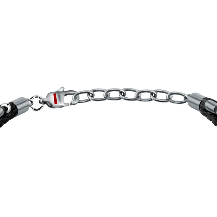 Sector Bandy Bracelet For Men Silver , Leather Black