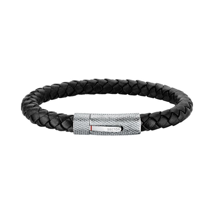 Sector Bandy Bracelet For Men Leather , Black Size: 20,5cm