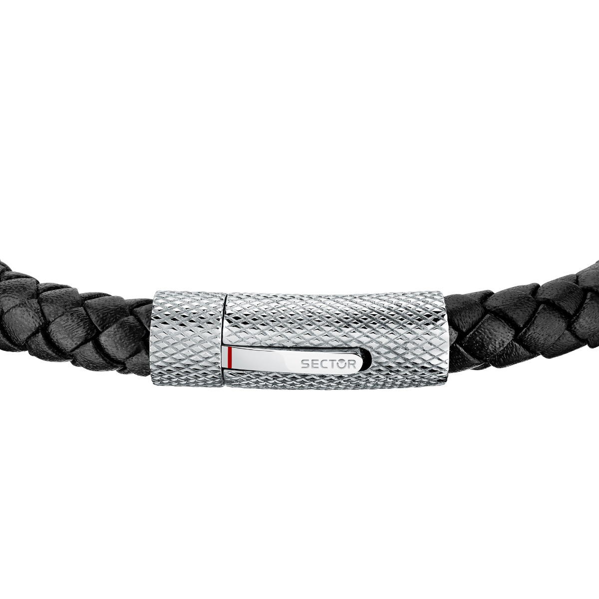 Sector Bandy Bracelet For Men Leather , Black Size: 20,5cm