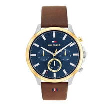 ساعة يد كرونوغراف من تومى هيلفيغر للرجال جلد لون بنى 