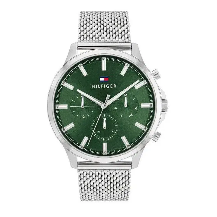 Tommy Hilfiger chronograph men watch steel silver , Green