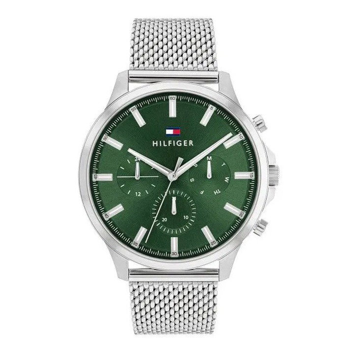 Tommy Hilfiger chronograph men watch steel silver , Green