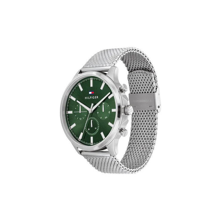 Tommy Hilfiger chronograph men watch steel silver , Green