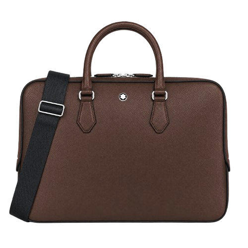Montblanc Thin Briefcase in Sartorial Leather Ebony Brown