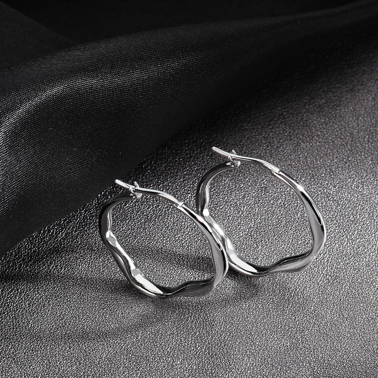 Trussardi T-DESIGN ladies earring steel silver size 30MM