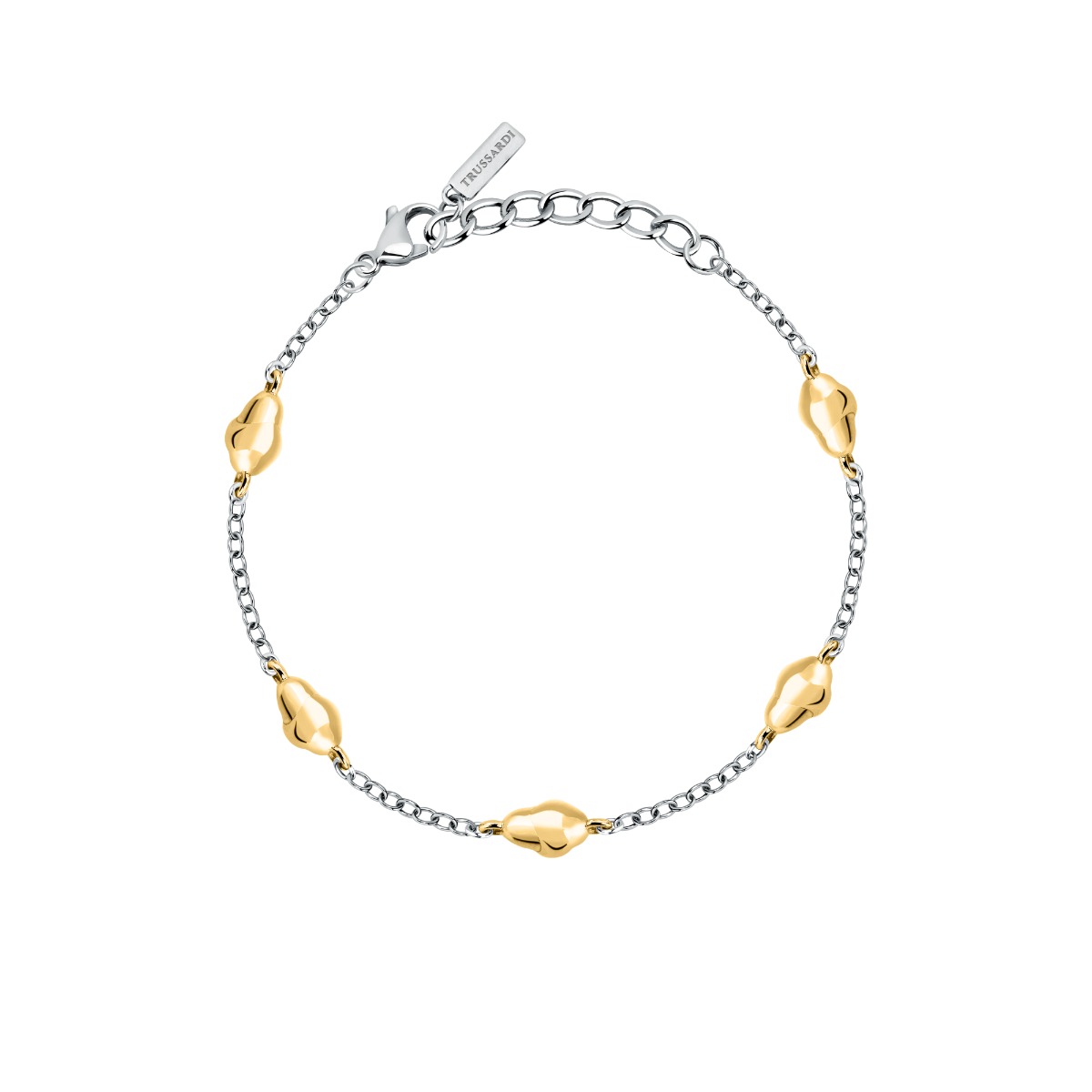 Trussardi T-DESIGN ladies bracelet steel silver , Gold size 16+3CM