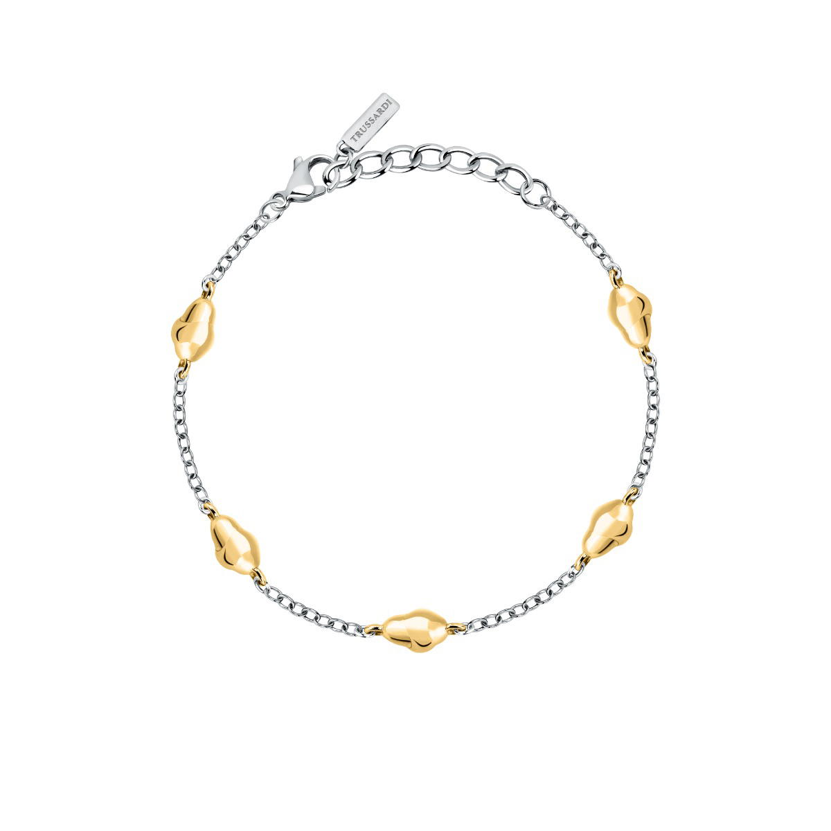 Trussardi T-DESIGN ladies bracelet steel silver , Gold size 16+3CM