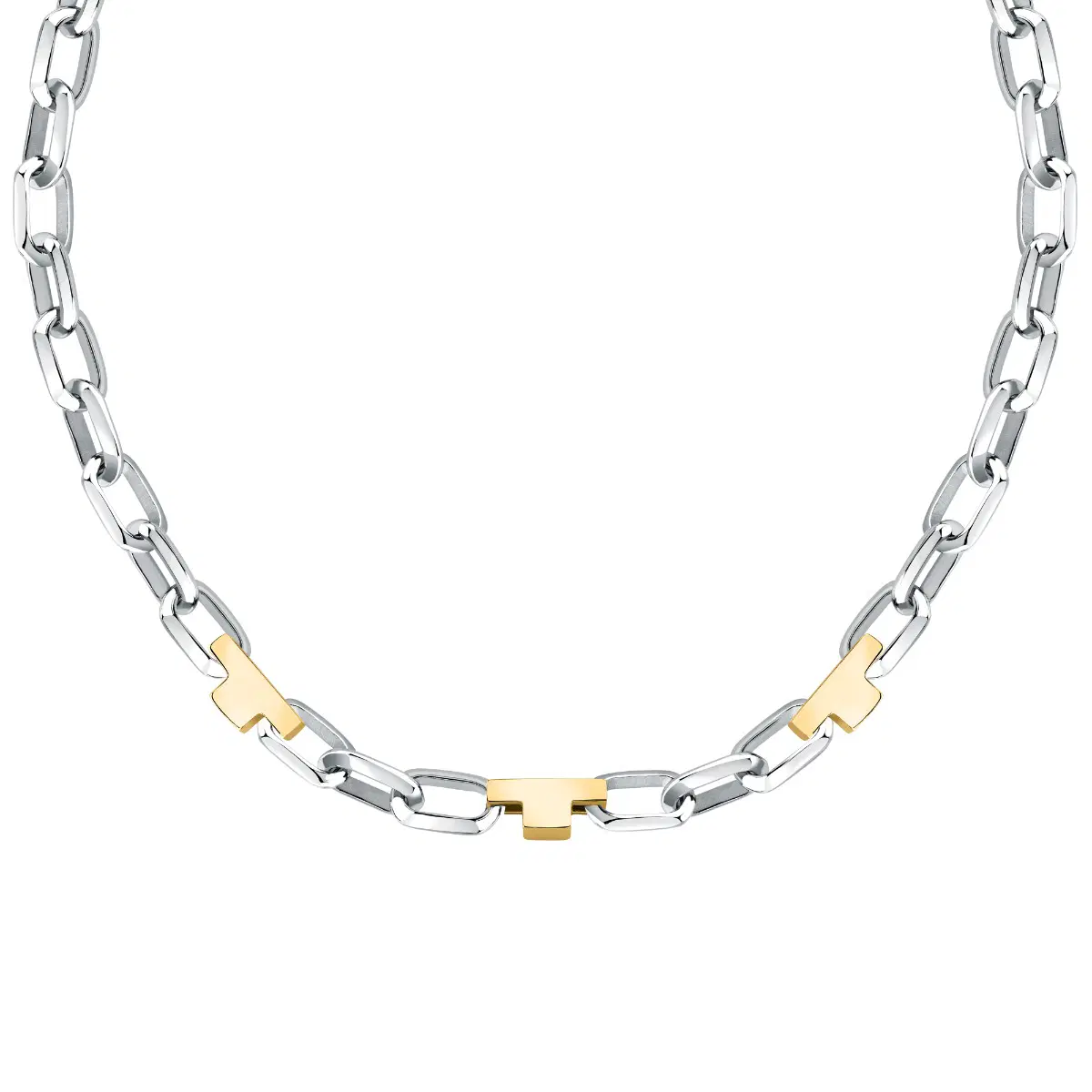 Trussardi T-LOGO women necklace steel silver , Gold size 45CM