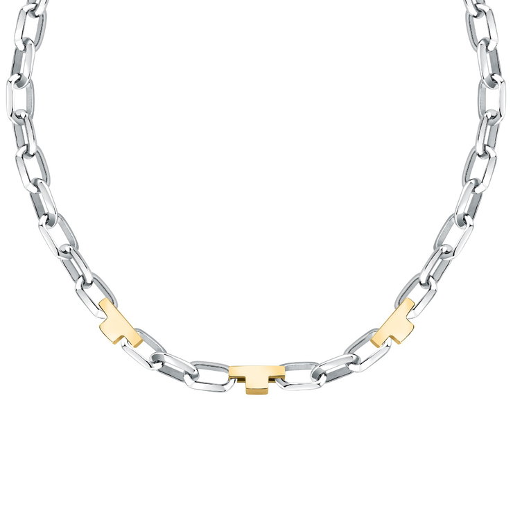 Trussardi T-LOGO women necklace steel silver , Gold size 45CM