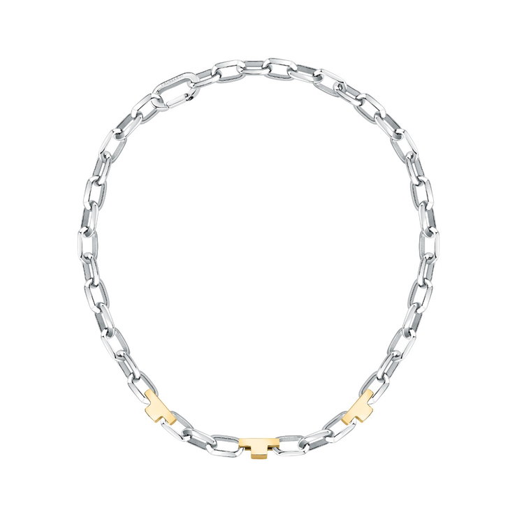Trussardi T-LOGO women necklace steel silver , Gold size 45CM