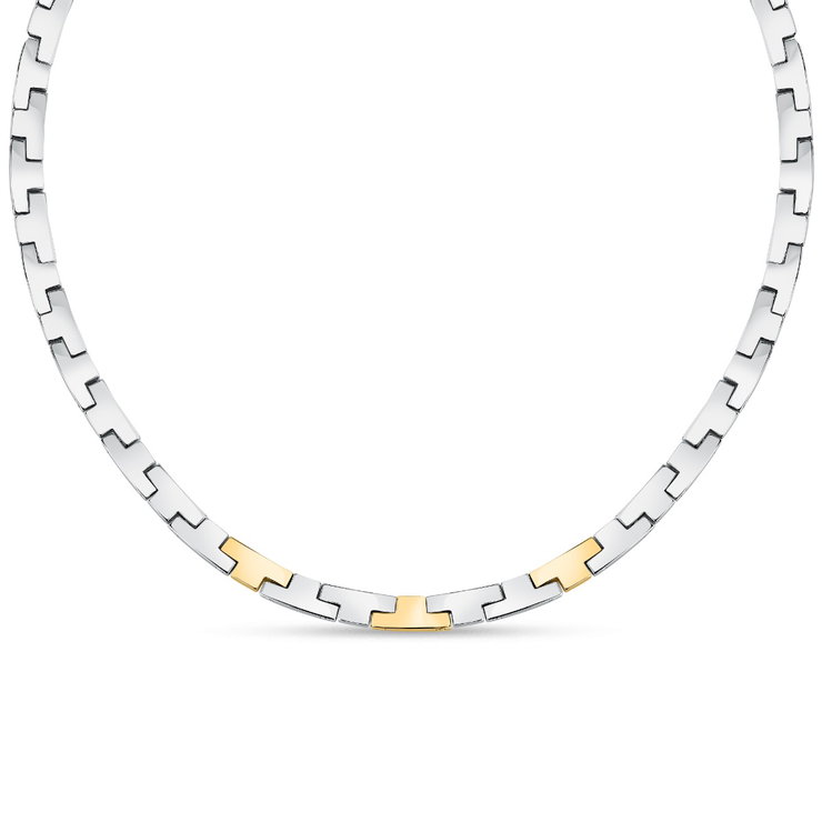 Trussardi T-LOGO women necklace steel silver , Gold size 40+2CM