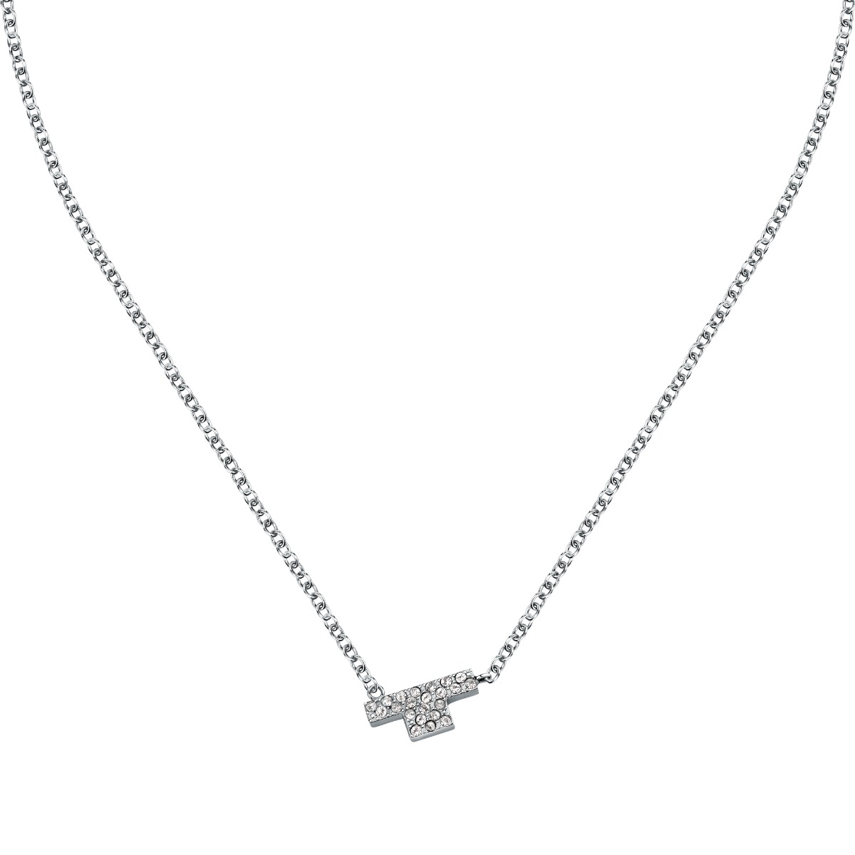 Trussardi ladies necklace T-LOGO steel silver size 40+5CM