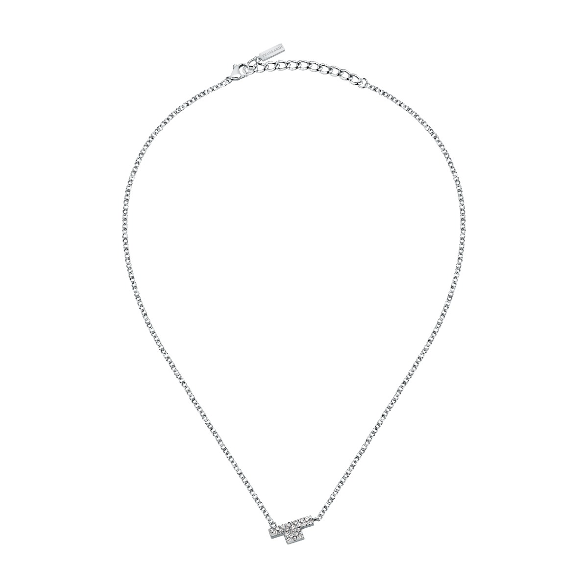 Trussardi ladies necklace T-LOGO steel silver size 40+5CM