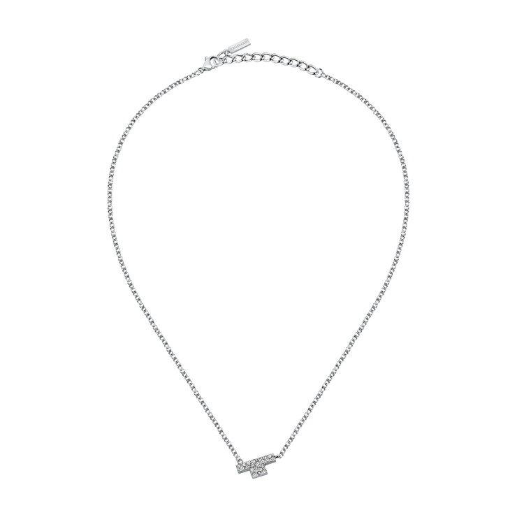 Trussardi ladies necklace T-LOGO steel silver size 40+5CM