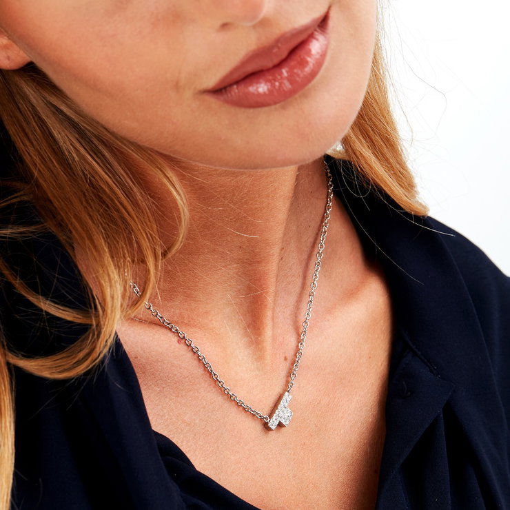 Trussardi ladies necklace T-LOGO steel silver size 40+5CM