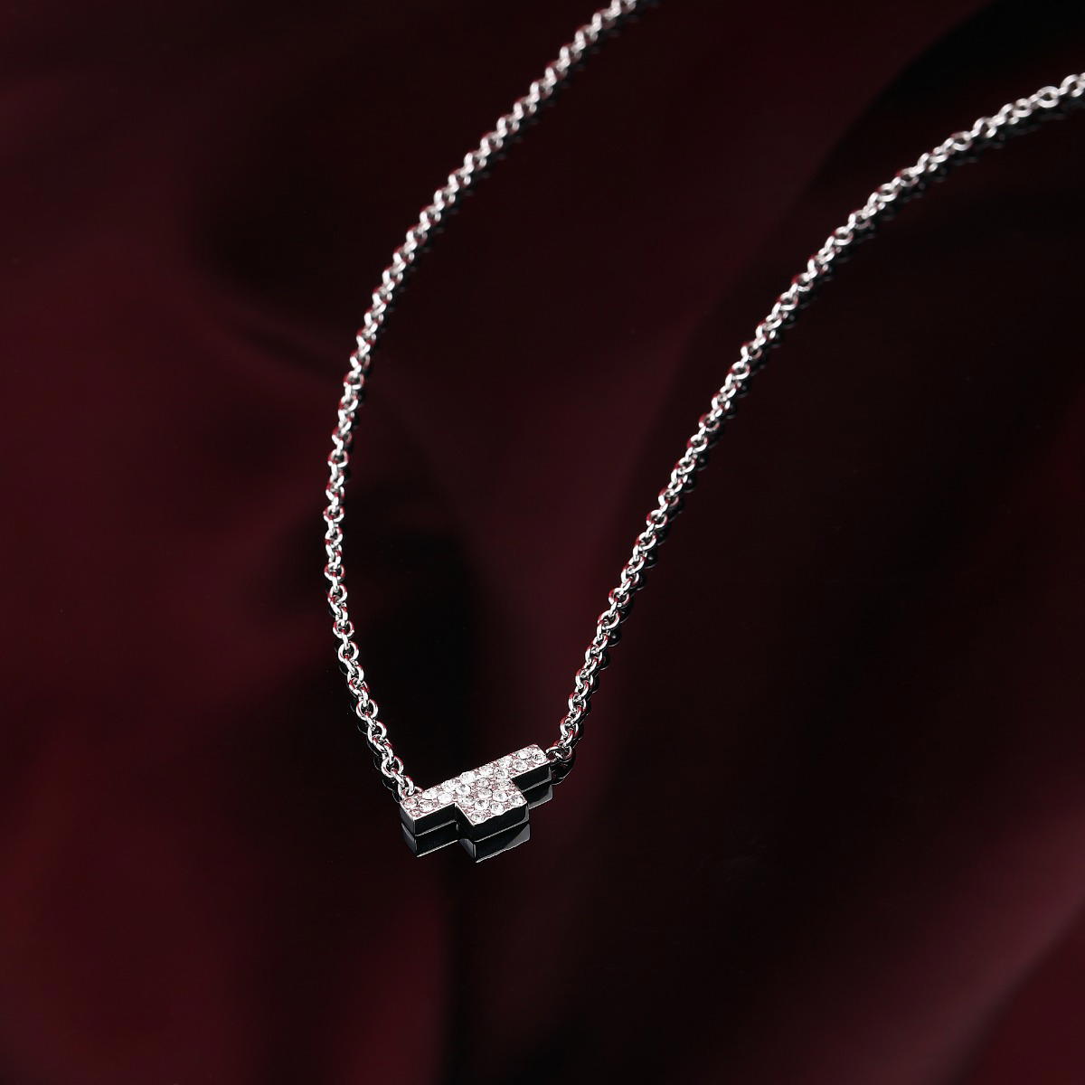 Trussardi ladies necklace T-LOGO steel silver size 40+5CM