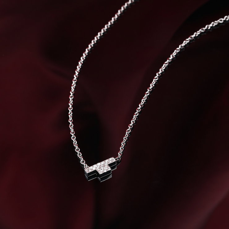 Trussardi ladies necklace T-LOGO steel silver size 40+5CM