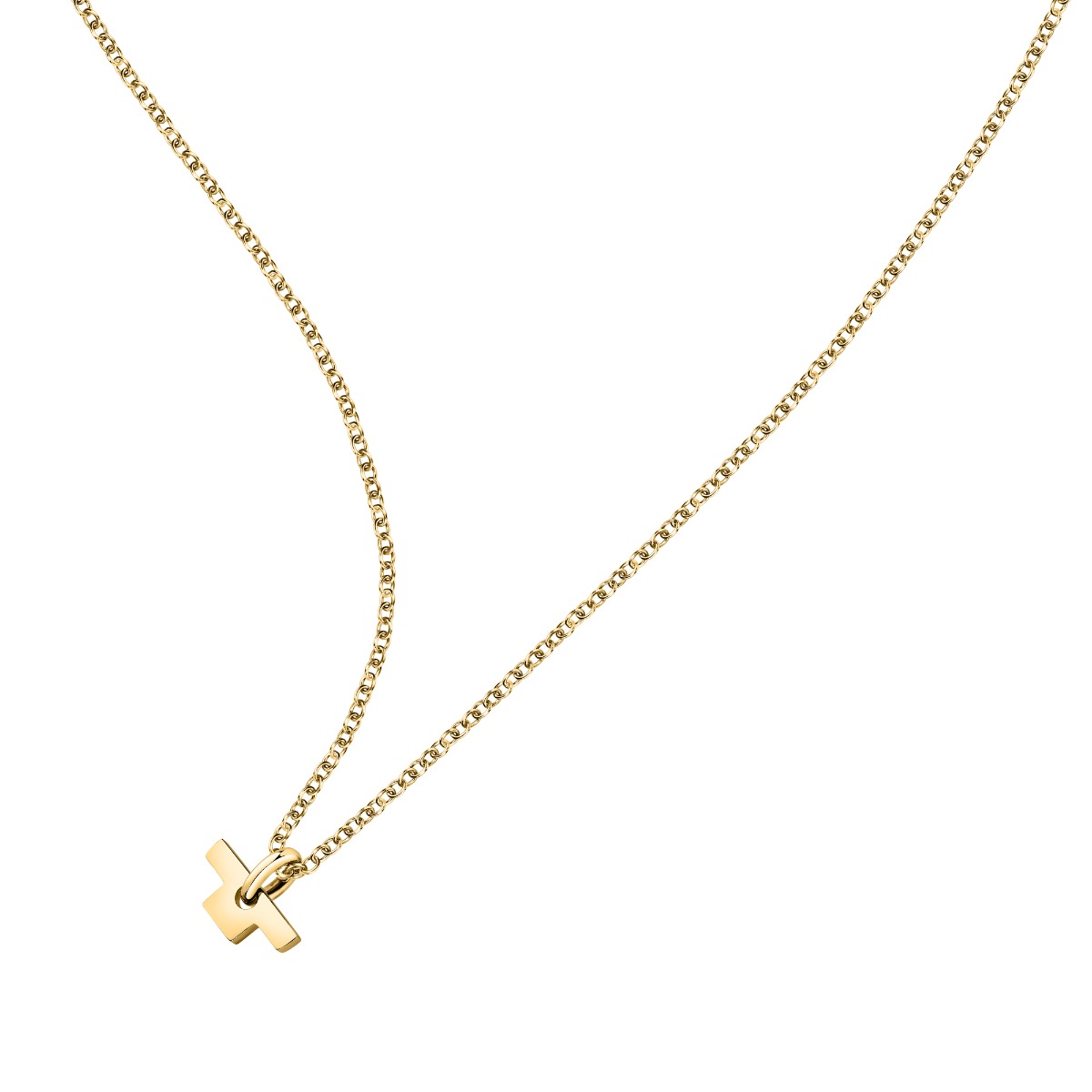 Trussardi ladies necklace T-LOGO steel gold size 55+5CM