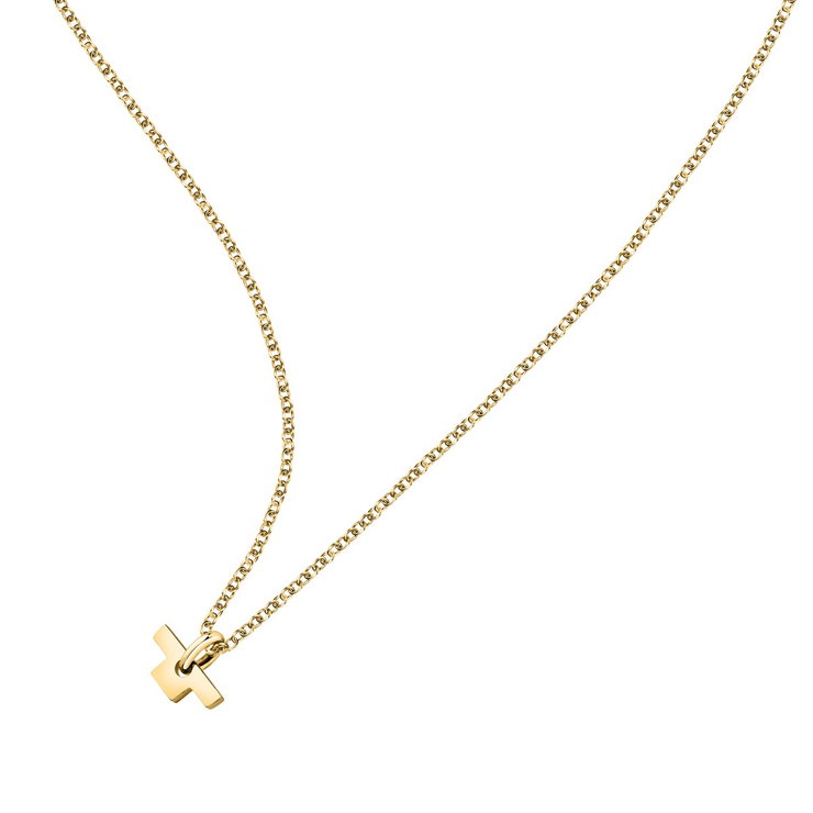 Trussardi ladies necklace T-LOGO steel gold size 55+5CM