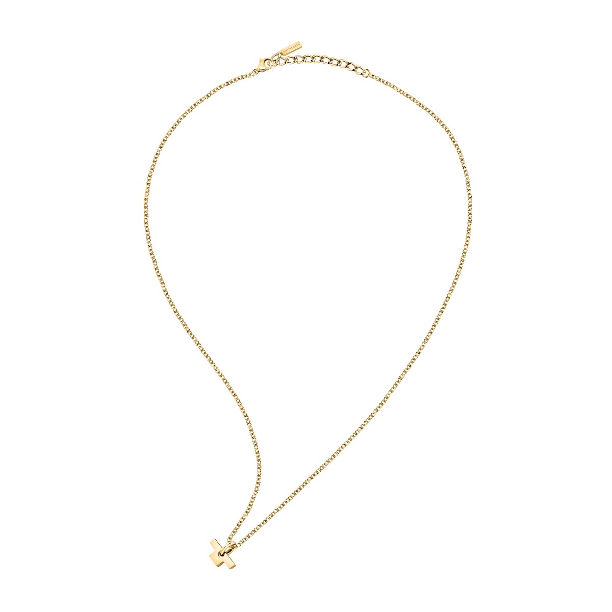 Trussardi ladies necklace T-LOGO steel gold size 55+5CM