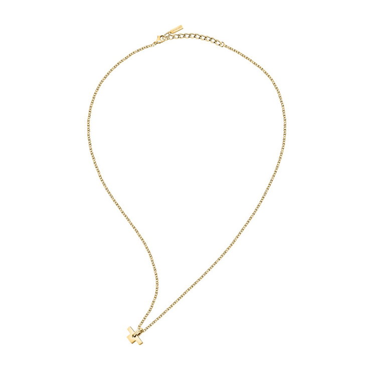Trussardi ladies necklace T-LOGO steel gold size 55+5CM