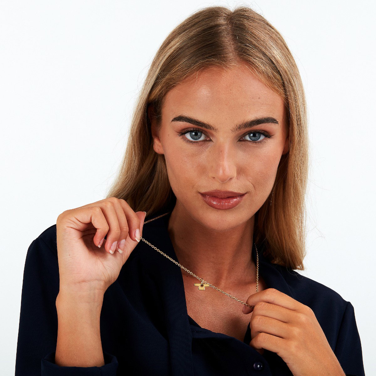 Trussardi ladies necklace T-LOGO steel gold size 55+5CM