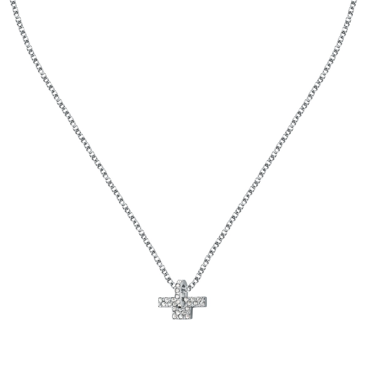 Trussardi ladies necklace T-LOGO PEND steel silver size 40+5CM