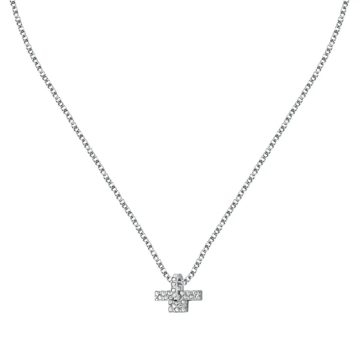 Trussardi ladies necklace T-LOGO PEND steel silver size 40+5CM