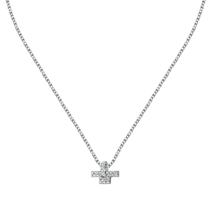 Trussardi ladies necklace T-LOGO PEND steel silver size 40+5CM