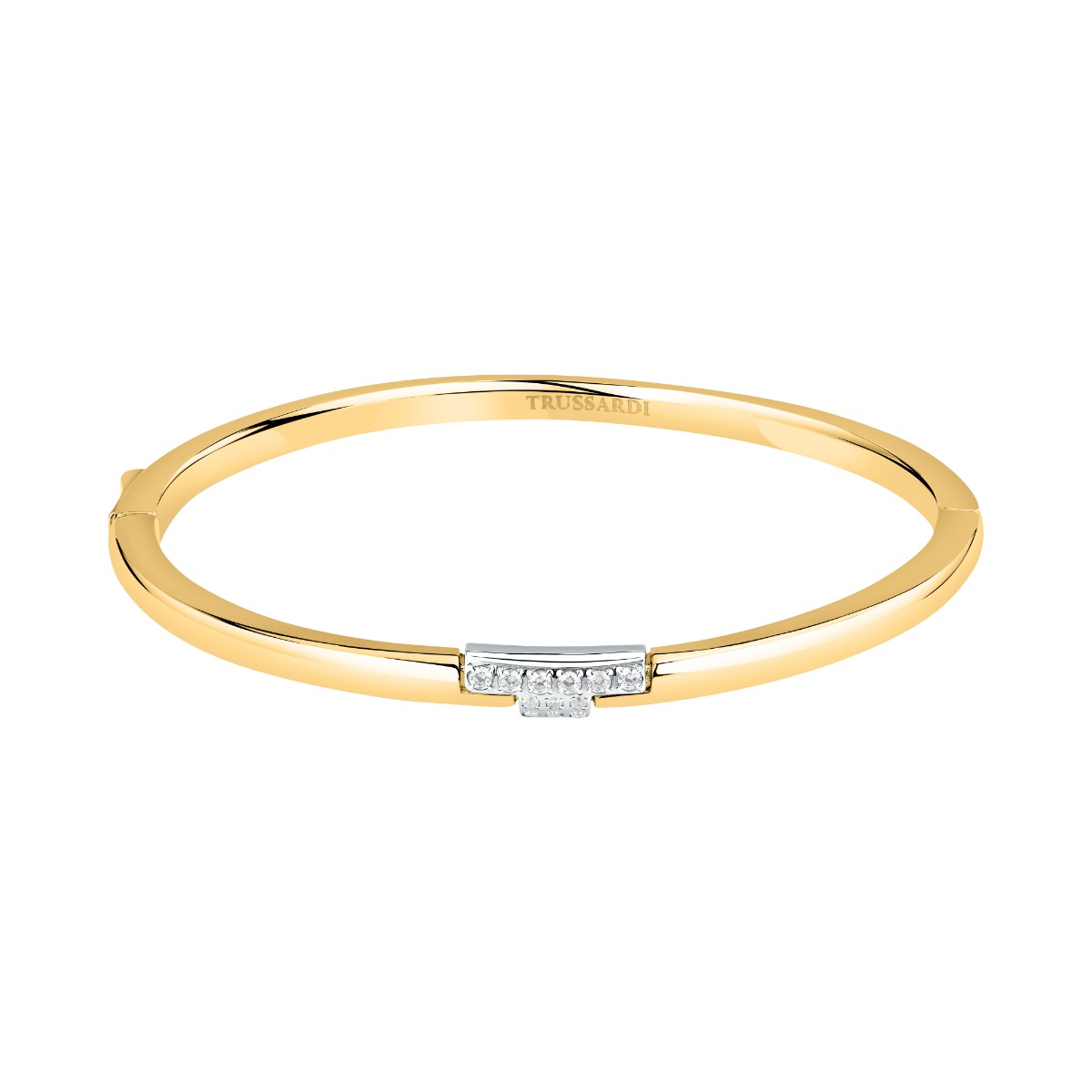 Trussardi ladies bangle T-LOGO gold with crystal size 60+50MM