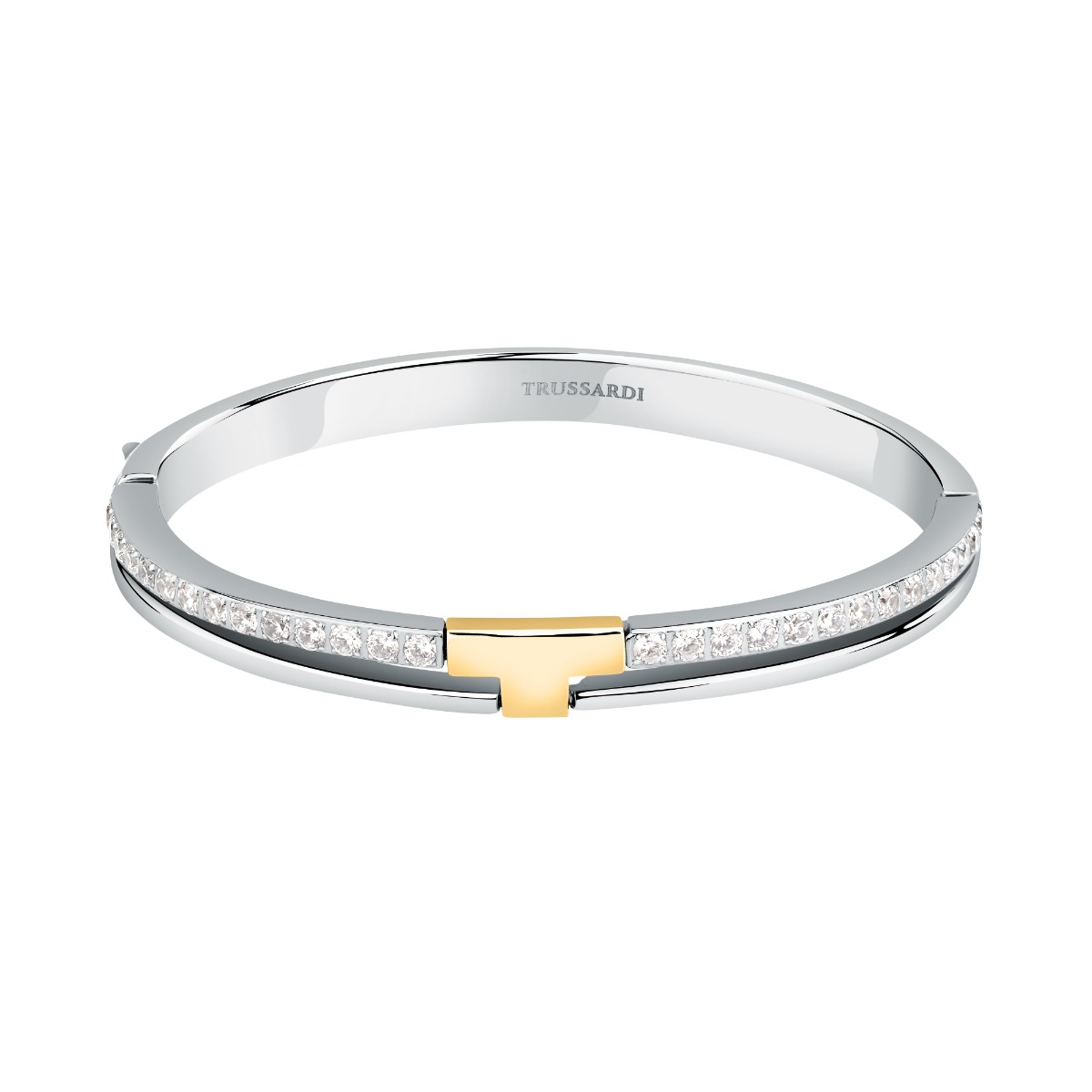 Trussardi ladies bangle T-LOGO silver , Gold size 60+50MM