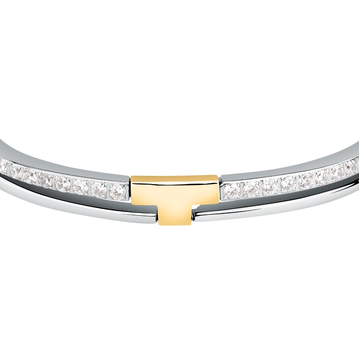 Trussardi ladies bangle T-LOGO silver , Gold size 60+50MM
